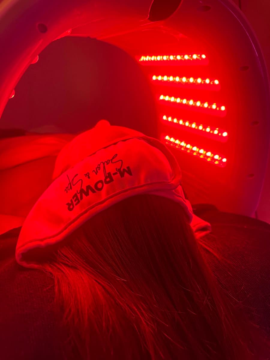 LED light therapy facial treatment at M-Power Salon & Spa in Lee's Summit